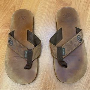 Reef Men’s Logo Leather Flip Flop Sandals Size 7